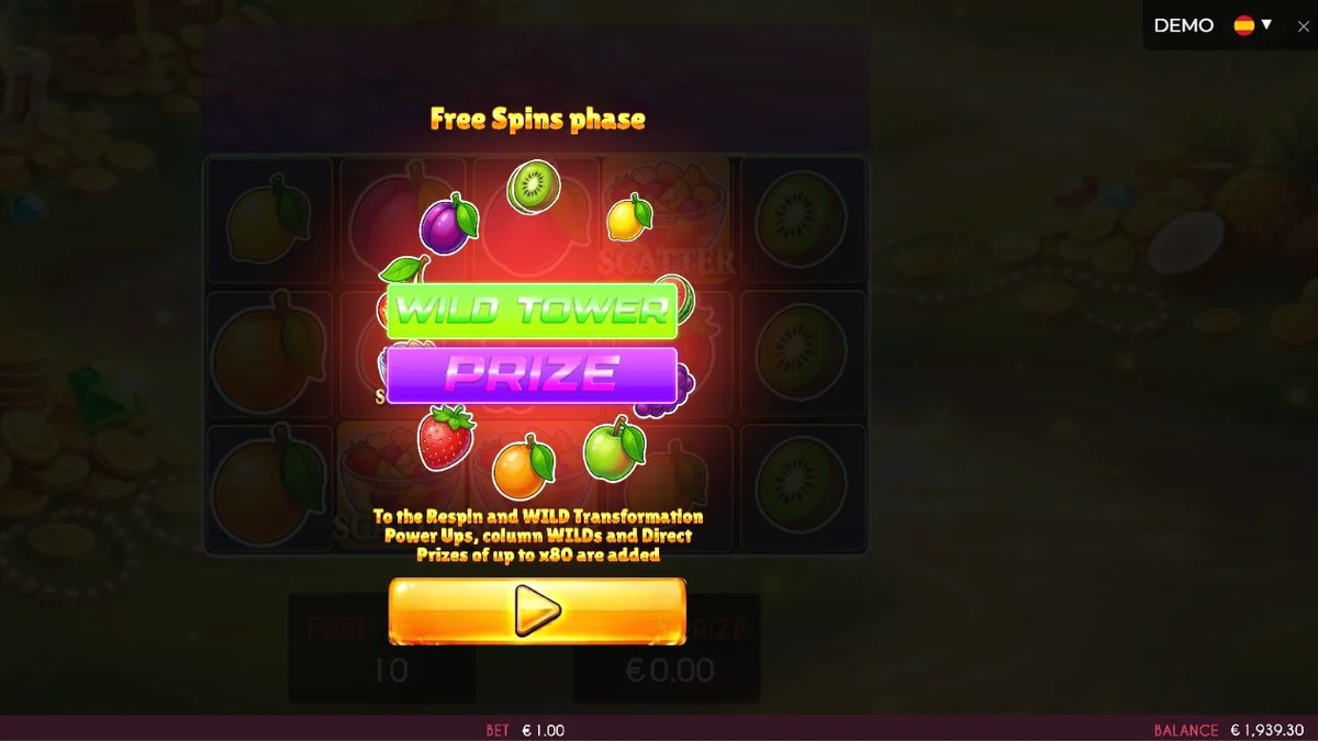 Tampilan visual slot Fruits Madness yang penuh warna dengan simbol buah-buahan segar.