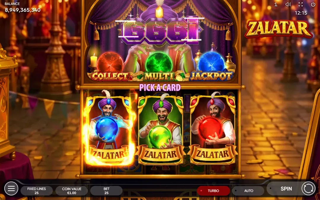 Tampilan visual slot Zalatar dengan tema ramalan nasib yang mistis